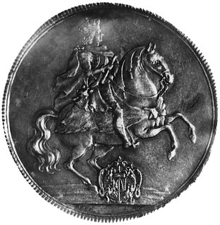 talar wikariacki 1711, Drezno, Aw: Insygnia koronacyjne i napisy, Rw: Król na koniu, Dav.2655, Merseb.1453, starapatyna