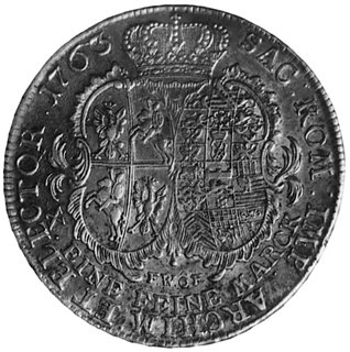 talar 1763, Drezno, Aw: Popiersie i napis, Rw: Tarcze herbowe i napis, Dav.2676, Merseb. 1750