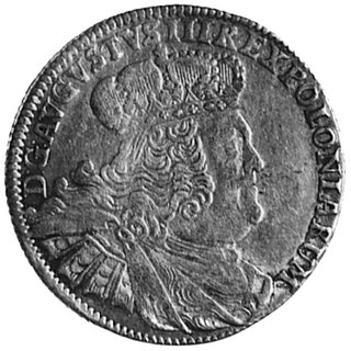 dwuzłotówka (8 groszy) 1753, Lipsk, Aw: Popiersie w koronie i napis, Rw: Tarcza herbowa i napis, Gum.2166,Kop.332.I.1f -r-