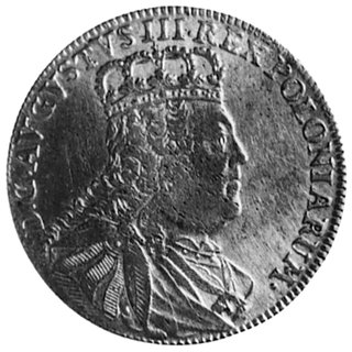 tymf 1753, Lipsk, Aw: Popiersie w koronie i napis, Rw: Tarcza herbowa i napis, Gum.2155, Kop.329.L2a, rzadkospotykany typ monety z wąskim popiersiem