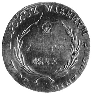 2 złote 1813, Zamość, Aw: Napis, Rw: Dwie gałązki i napis, Plage 123