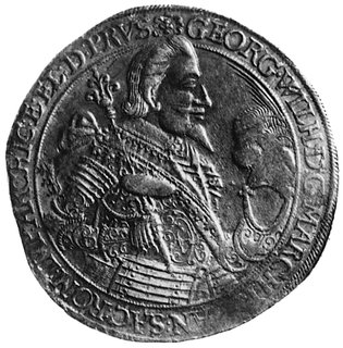 talar 1636, Królewiec, Aw: Półpostać i napis, Rw: Tarcza herbowa i napis, Dav.6151, Bahr. 1523