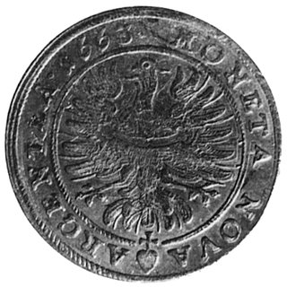 XV krajcarów 1663, Brzeg, Aw: Popiersie i napis, Rw: Orzeł dolnośląski i napis, Kop.304.II.5 -r-, FbSg. 1887