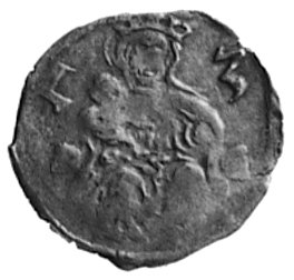 denar 1525, Wrocław, Aw: Tarcza herbowa i napis, Rw: Madonna z Dzieciątkiem, Fbg150, moneta bardzo rzadka
