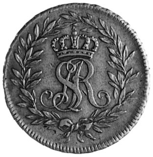 medal nagrodowy b.d., niesygnowany dla zwycięzców turniejów rycerskich, Aw: Ukoronowany monogram królewskiw wieńcu z gałązek laurowych, Rw: Włócznia i napis: EQUITI DEXTERO, H-Cz.3392 i 3393 (złoto i srebro), rantliściasty, brąz 27.5 mm, 13.1 g.
