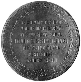 medal sygnowany J. TAUTENHAYN (starszy) wybity w 1883 roku z okazji 200-lecia Odsieczy Wiedeńskiej, Aw:Popiersie Jana III Sobieskiego i napis, Rw: Napis w wieńcu i wokół wieńca, H-Cz.7994, brąz 70.5 mm, 131.14 g.