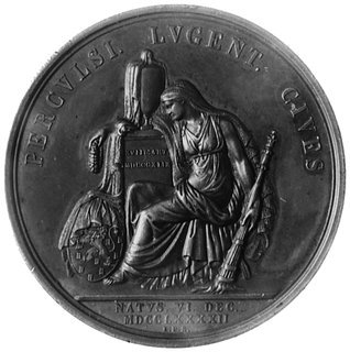 medal sygnowany I.P.SCHOUBERG F., wybity w 1849 roku z okazji śmierci króla Wiliama II, Aw: Popiersie królai napis wokół, Rw: Siedząca kobieta obok ołtarza