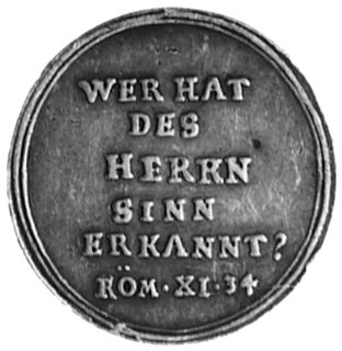 Hamburg, medal niesygn, wybity w 1744 roku z okazji pojawienia się komety, Aw: Scena lotu komety ku Ziemi i data,Rw: Napis w sześciu poziomych wierszach, Brett.2276, Gaed.1843, srebro 22 mm, 2.27 g.
