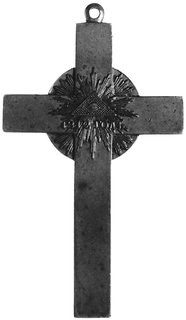 krzyż łaciński przeznaczony dla nagradzania rosyjskich duchownych w czasie wojny z Napoleonem 1812 r., Aw: OkoOpatrzności i data 1812, Rw: Napis, brąz 79 x 46.5 mm, lakierowany