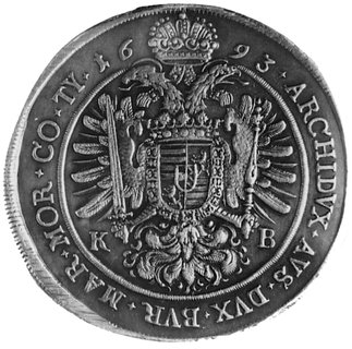 talar 1693, Krzemnica, Aw: Popiersie, w otoku napis, Rw: Orzeł habsburski, w otoku napis, Dav.3263, Her.736