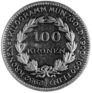 100 koron 1923, Wiedeń, Aw: Orzeł, w otoku napis i data, Rw: W wieńcu nominał, Fr.433, bardzo rzadkie
