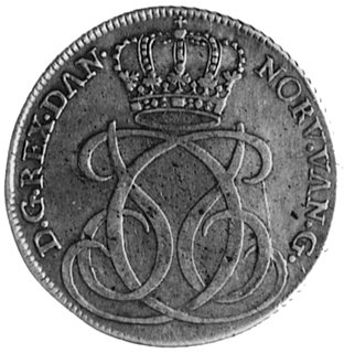Christian VI 1730-1746, 24 skillingi 1733, Aw: Korona, poniżej monogram, w otoku napis, Rw: Tarcza herbowa,w otoku napis, Hede 7B