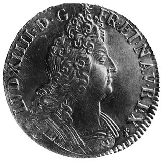 Ludwik XIV 1643-1715, ecu 1705, Lilie, Aw: Popiersie, w otoku napis, Rw: Cztery monogramy ułożone w krzyż,w otoku napis, Dav. 1322, Gad.224