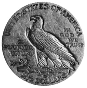 2 1/2 dolara 1911, Filadelfia, Aw: Popiersie indianina, poniżej data, Rw: Orzeł, w polu i w otoku napisy, rysunekwklęsły