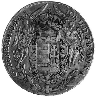 Józef II 1765-1790, talar 1783, Krzemnica, Aw: Ozdobny herb Węgier, w otoku napis, Rw: Madonna, w otoku napis,Her. 148
