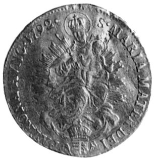Franciszek II 1792-1835, dukat 1792, Krzemnica, Aw: Postać cesarza, w otoku napis, Rw: Madonna, w otoku napis,Her. 86, Fr. 81