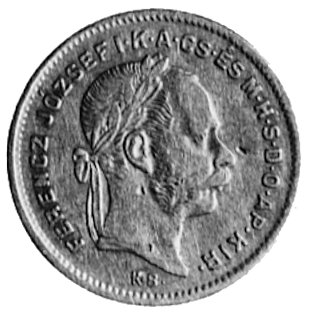 10 franków=4 forinty 1872, Krzemnica, Aw: Głowa w prawo, w otoku napis, Rw: Tarcza herbowa Węgier, w otokunapis, Her.280, Fr.89