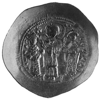 Roman IV 1068-1071, histamenon, Aw: Chrystus w aureoli koronuje Eudokię i Romana, wokół napis: +PˆMANŚVĘOKIA, Rw: Stojący współwładcy: Konstancjusz, Michał i Andronik, Sear 1859, złoto 4.36 g.