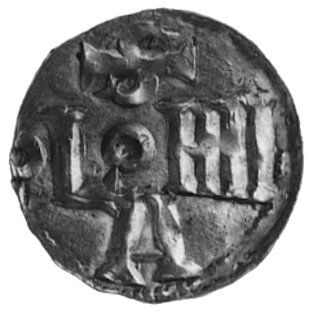 cesarz i król Otto III 983-1002, denar, Aw: Krzyż równoramienny, w polu kulki i napis: CCOO..INIONI, Rw: Napispoziomy S COLONIII A, Dbg 342c, 1.43 g.