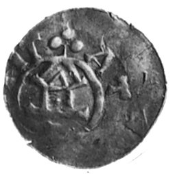 Goslar (Magdeburg), obol, Aw: Krzyż równoramienny, w polu ODDO, w otoku: ..MEX.., Rw: Kapliczka i napis: AT..IT, Dbg.1169a, 0.72 g.