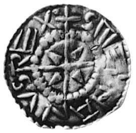 Stefan I 997-1038, denar, Aw: Krzyż w obwódce, w polu kliny