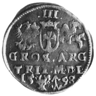 trojak 1598, Wilno, j.w., Kop.III.6a -R-, Kurp.2146 R3, odmiana popiersia