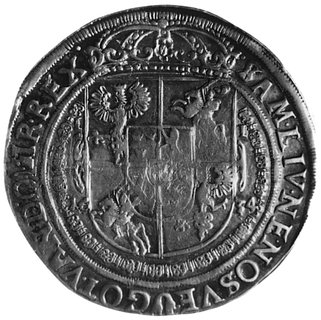 talar 1634, Bydgoszcz, Aw: Półpostać króla i napis, Rw: Wielopolowa tarcza herbowa i napis, Dav.4326, H-Cz.5191,stara patyna