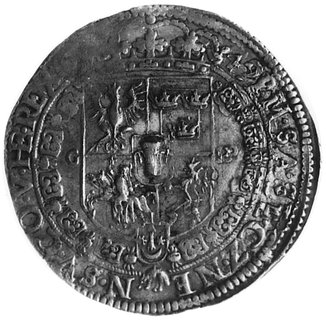 talar 1649, Kraków, Aw: Półpostać króla i napis,
