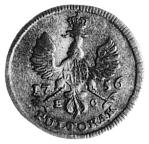 półtorak 1756, Lipsk, Aw: Popiersie i napis, Rw: Orzeł i napis, Gum.2143, Kop.324.IL2 -R-, rzadka moneta