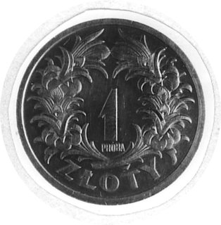 1 złoty 1929, Warszawa, na rewersie poniżej cyfry 1 napis: PRÓBA, Parchimowicz P128d, wybito 115 sztuk, nikiel 6.89 g.