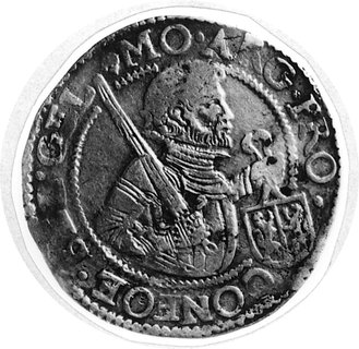Geldria, talar lewkowy 1622, Aw: Popiersie rycerza z mieczem i napis, Rw: Herb w tarczy, w polu data, w otoku napis,Delm.938