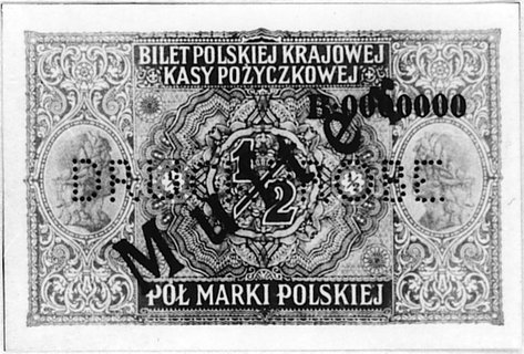 1/2 marki polskiej 9.12.1916, druk jednostronny 