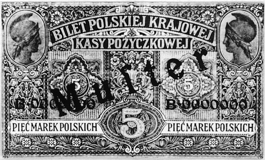5 marek polskich 9.12.1916, druk jednostronny, czarny nadruk: MUSTER, perforowany napis: DRUCKPROBE,Pick 7