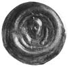 brakteat typu ratajskiego; Głowa na wprost, po bokach dwa pierścienie lub laski, Gum. 182