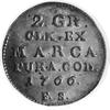 2 grosze srebrne 1766, Warszawa, Aw: Tarcze herbowe i napis, Rw: Napis, Plage 243, wyśmienity stan..