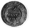 2 złote 1813, Zamość, j.w., Plage 126, moneta bita dwukrotnie; na awersie widoczne resztki napisu ..