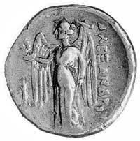 Macedonia- Aleksander III 336-323 pne, złoty stater, Aw: Głowa Ateny w hełmie korynckim w prawo, R..