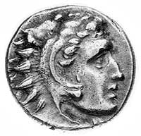 Macedonia- Aleksander III 336-323 pne, drachma, Aw: Głowa Aleksandra w skórze lwa w prawo, Rw: Zeu..