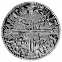 Aethelred II 978-1016, denar, Aw: Popiersie w zbroi i hełmie z koroną w lewo, w otoku napis: AEDEL..