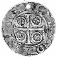 Wilhelm Zdobywca 1066-1087, denar, Aw: Popiersie na wprost i napis:..LEM.., Rw: Krzyż, w polach kó..