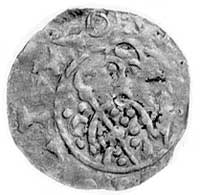 Utrecht- biskup Bernold 1027-1054, denar, Aw: Biskup z pastorałem na wprost i napis: .IXO.., Rw: M..