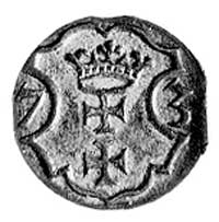 denar 1573, Gdańsk, Aw: Orzeł Prus Królewskich, Rw: Herb Gdańska, Gum. 656, Kurp. 1001 R2.
