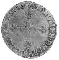 podwójny sol paryski 1582, typ II (28 septembre 1577), Aw: Monogram królewski i napis, Rw: Krzyż z..