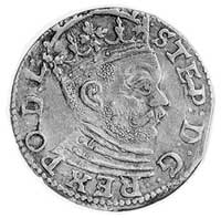 trojak 1585, Ryga, Aw: Popiersie w koronie i nap
