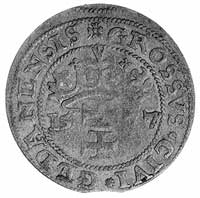 grosz 1577, Gdańsk, Aw: Półpostać Chrystusa i napis, Rw: Herb Gdańska i napis, Gum. 775, Kurp. 343..