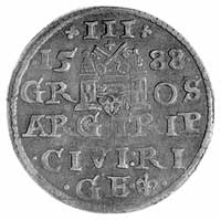 trojak 1588, Ryga, j.w., Kop. I 1, odmiana inter