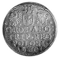 trojak 1601, Kraków, Aw: Popiersie w koronie i napis, Rw: Herby i napis, Kop. LIVK 2-R-, Wal. XCII..