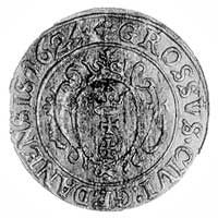grosz 1624, Gdańsk, Aw: Popiersie w koronie i napis, Rw: Herb Gdańska i napis, Gum. 1374, Kurp. 22..
