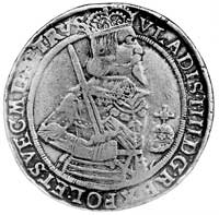 talar 1637, Toruń, Aw: Półpostać i napis, Rw: Wielopolowa tarcza herbowa i napis, Kurp. 286 R, Dav..