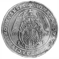 talar 1638, Toruń, j.w., Kurp. 296 R, Dav. 4374, lekko poprawiane tło na awersie.